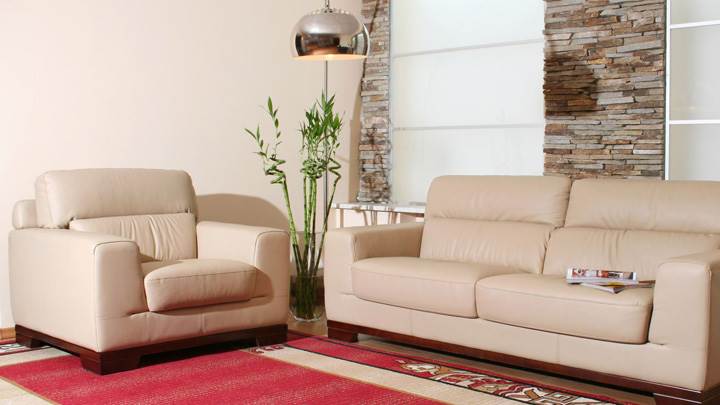 Sofa Set in Resting Room And Lots of Stones on Mat